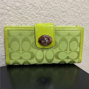Coach Lime Signature Turnlock Wallet